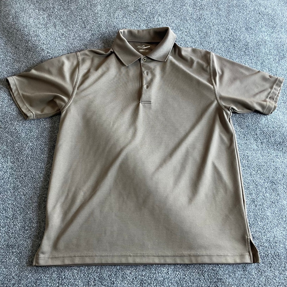 Grand‎ Slam Golf Mens Large Polo Shirt Taupe Brown Micro Ribbed Performance L